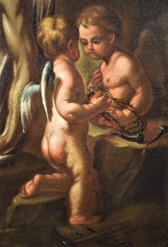 Lamentation de la Vierge avec Madeleine sur le Christ - École Romaine fin du XVIIe siècle - Louis XIV